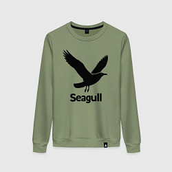 Свитшот хлопковый женский Черная чайка, цвет: авокадо