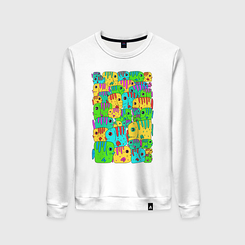 Женский свитшот Яркие тропические рыбки / Белый – фото 1