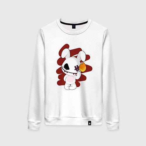 Женский свитшот Милый, но опасный заяц / Белый – фото 1