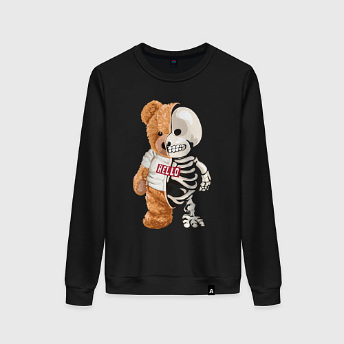 Женский свитшот Мишка скелет / Черный – фото 1