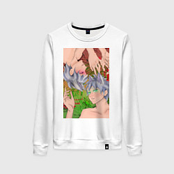 Свитшот хлопковый женский Кицуне близнецы, цвет: белый