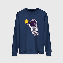Свитшот хлопковый женский Звёздный космонавтик, цвет: тёмно-синий