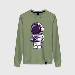 Свитшот хлопковый женский Космонавт фотограф, цвет: авокадо