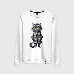 Свитшот хлопковый женский Это кот в пальто, цвет: белый