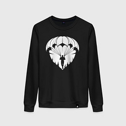 Свитшот хлопковый женский Парашютист в ночи, цвет: черный