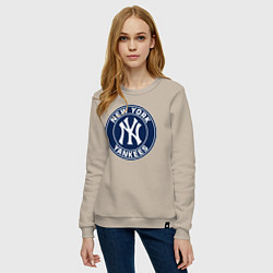 Свитшот хлопковый женский New York Yankees - baseball team logo, цвет: миндальный — фото 2