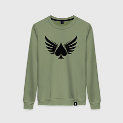 Свитшот хлопковый женский Крылатые пики, цвет: авокадо