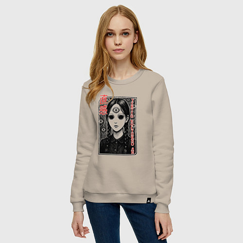 Женский свитшот Девушка с третьим глазом / Миндальный – фото 3