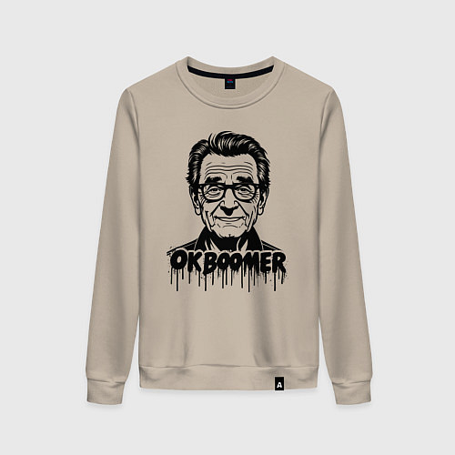 Женский свитшот Ok boomer со стариком / Миндальный – фото 1