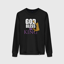 Свитшот хлопковый женский God bless the king, цвет: черный