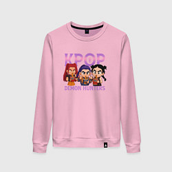Свитшот хлопковый женский Кей-поп-охотницы на демонов чиби, цвет: светло-розовый