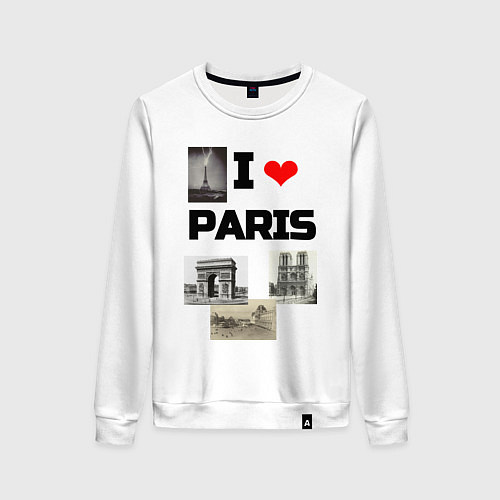 Женский свитшот I love Paris / Белый – фото 1