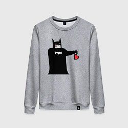 Свитшот хлопковый женский Сердечко Бэтмена, цвет: меланж