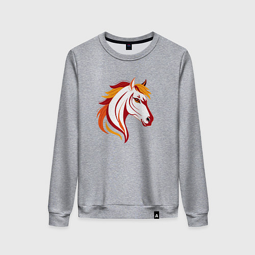 Женский свитшот Красная огненная лошадь, символ года / Меланж – фото 1