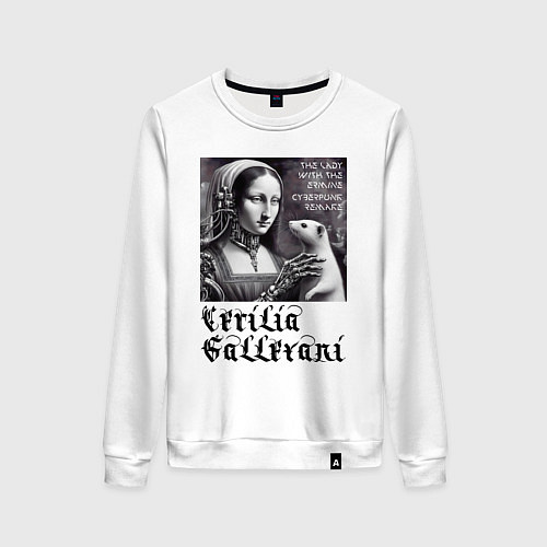 Женский свитшот Cecilia Gallerani - the lady with the ermine / Белый – фото 1