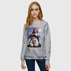 Свитшот хлопковый женский Джесси с покеболом в руке, цвет: меланж — фото 2