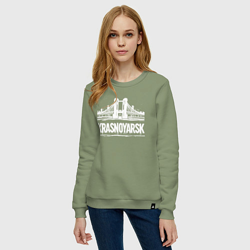 Женский свитшот Красноярск с мостом / Авокадо – фото 3