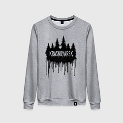 Свитшот хлопковый женский Красноярск лес в каплях краски, цвет: меланж