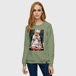 Свитшот хлопковый женский Наряд медсестры от Мирко, цвет: авокадо — фото 2