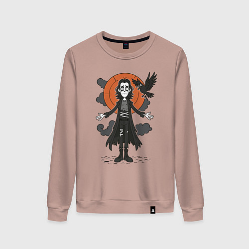 Женский свитшот Эрик Дрейвен - Ворон / Пыльно-розовый – фото 1