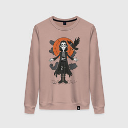 Свитшот хлопковый женский Эрик Дрейвен - Ворон, цвет: пыльно-розовый