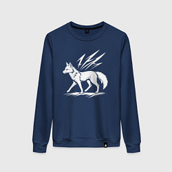 Свитшот хлопковый женский Лисица с молниями, цвет: тёмно-синий