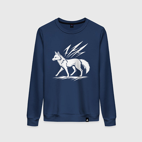 Женский свитшот Лисица с молниями / Тёмно-синий – фото 1