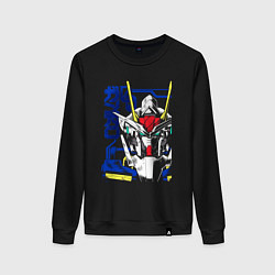 Свитшот хлопковый женский Гандаму робот, цвет: черный