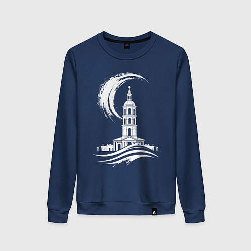 Женский свитшот Высокая колонна под луной / Тёмно-синий – фото 1