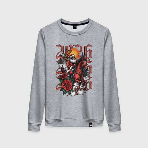 Женский свитшот Дед Мороз на красном коне 2026 / Меланж – фото 1