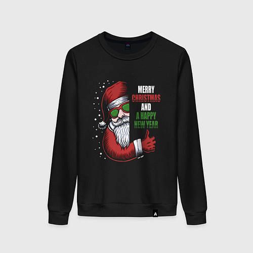 Женский свитшот Счастливого Рождества и Нового года / Черный – фото 1