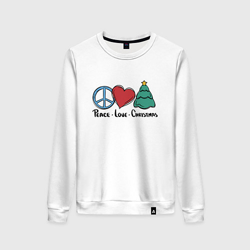 Женский свитшот Мир, любовь, Рождество / Белый – фото 1