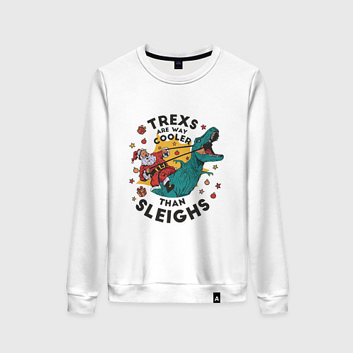 Женский свитшот Санта на динозавре / Белый – фото 1
