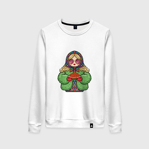 Женский свитшот Матрешка Русская / Белый – фото 1