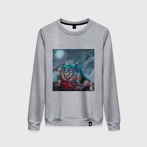 Женский свитшот Halloween Miku zombie / Меланж – фото 1