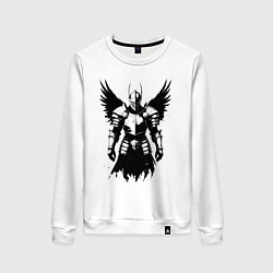 Свитшот хлопковый женский Черный рыцарь с крыльями, цвет: белый
