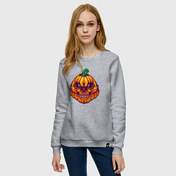 Свитшот хлопковый женский Ghost pumpkin, цвет: меланж — фото 2