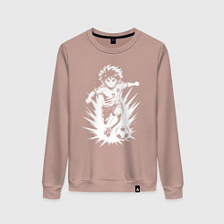 Свитшот хлопковый женский Аниме футбол атака, цвет: пыльно-розовый