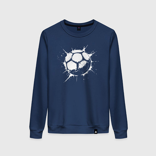 Женский свитшот Футбольный мяч в белой краске / Тёмно-синий – фото 1