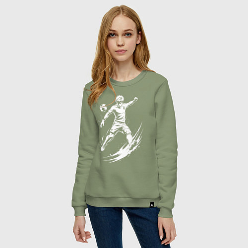 Женский свитшот Аниме удар в футболе / Авокадо – фото 3