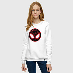 Свитшот хлопковый женский Spader-man face, цвет: белый — фото 2