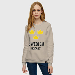 Свитшот хлопковый женский Swedish Hockey, цвет: миндальный — фото 2