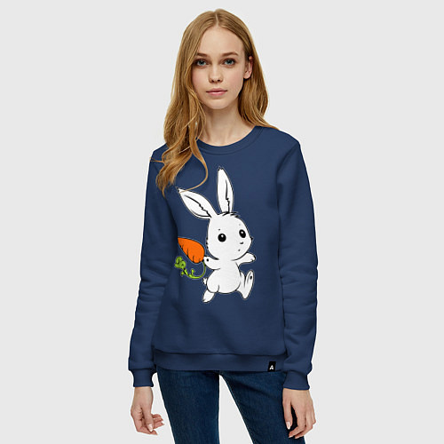 Женский свитшот Зайка с морковкой / Тёмно-синий – фото 3