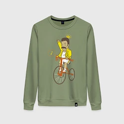 Свитшот хлопковый женский Фредди на велосипеде, цвет: авокадо