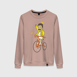 Свитшот хлопковый женский Фредди на велосипеде, цвет: пыльно-розовый