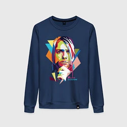 Свитшот хлопковый женский Kurt Cobain: Colors, цвет: тёмно-синий