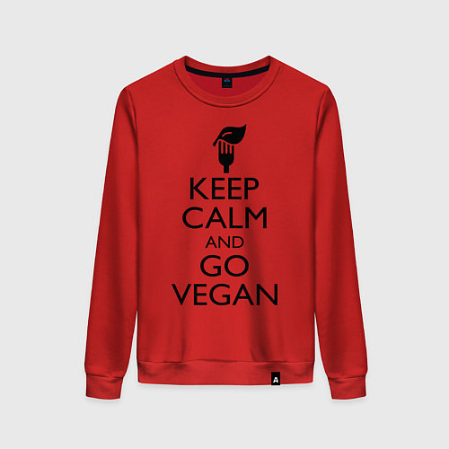 Женский свитшот Keep Calm & Go Vegan / Красный – фото 1