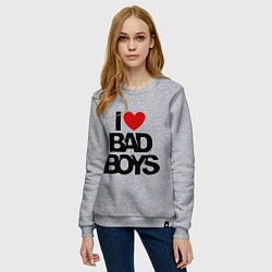 Свитшот хлопковый женский I love bad boy, цвет: меланж — фото 2
