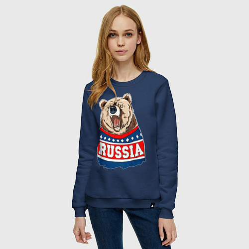 Женский свитшот Made in Russia: медведь / Тёмно-синий – фото 3