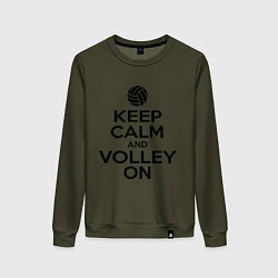 Свитшот хлопковый женский Keep Calm & Volley On, цвет: хаки
